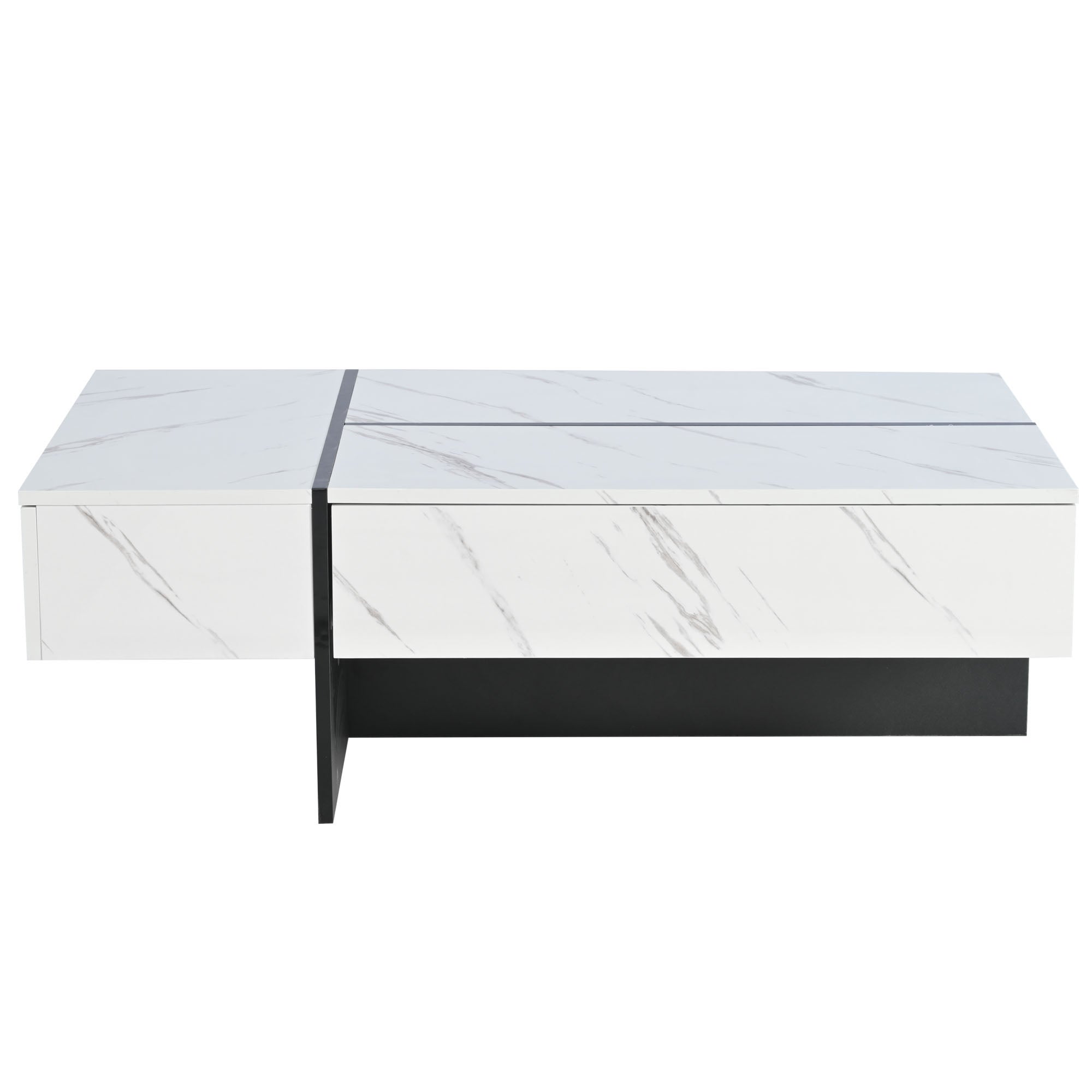 Table basse blanche moderne avec éclairage LED, motif marbre, plateau brillant - 105x60x35cm - 5