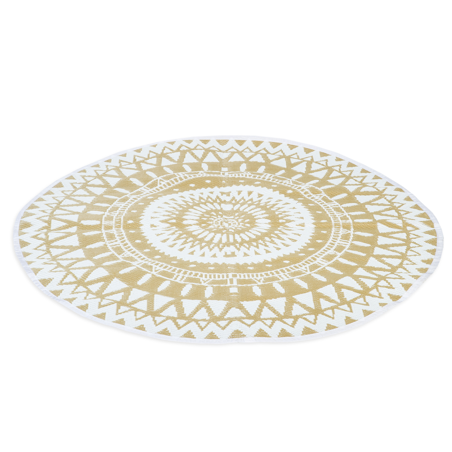 Tapis extérieur ROND naturel et blanc D.150 CM - 2