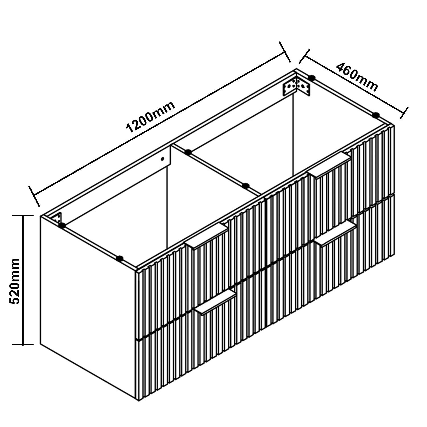 Meubles Salle de Bain 120cm avec double vasque - 4 tiroirs effet noyer - 5
