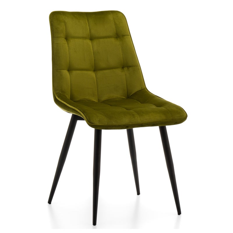 Krzesło tapicerowane welurowe CHIC velvet aksamit oliwkowy