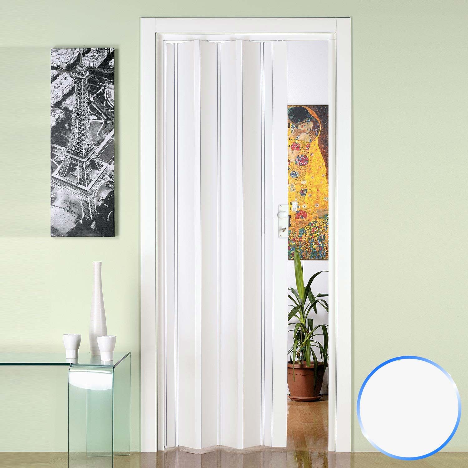 Puerta plegable de interior de pvc blanco 88,5x214 cm mod.luciana