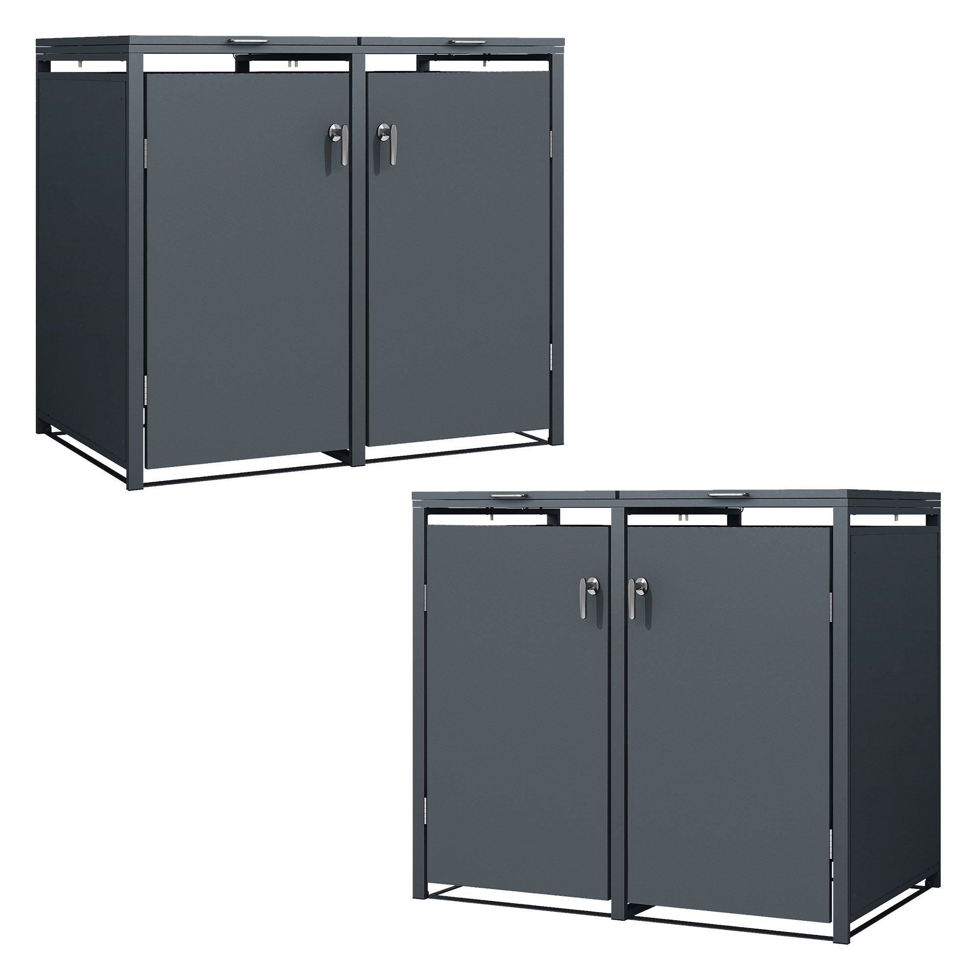 ML-Design pojemnik na śmieci na 4 sztukę 240 L 264x80x116,3 cm antracytowy stalowy zamykany z pokrywą i drzwiczkami na zawiasach odporny na warunki
