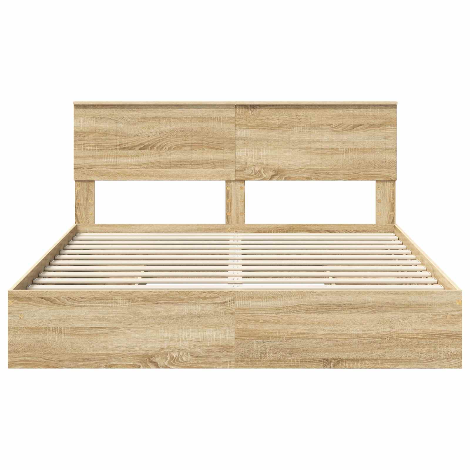 Lit de rangement chêne 160 x 200 cm panneau de bois - 8
