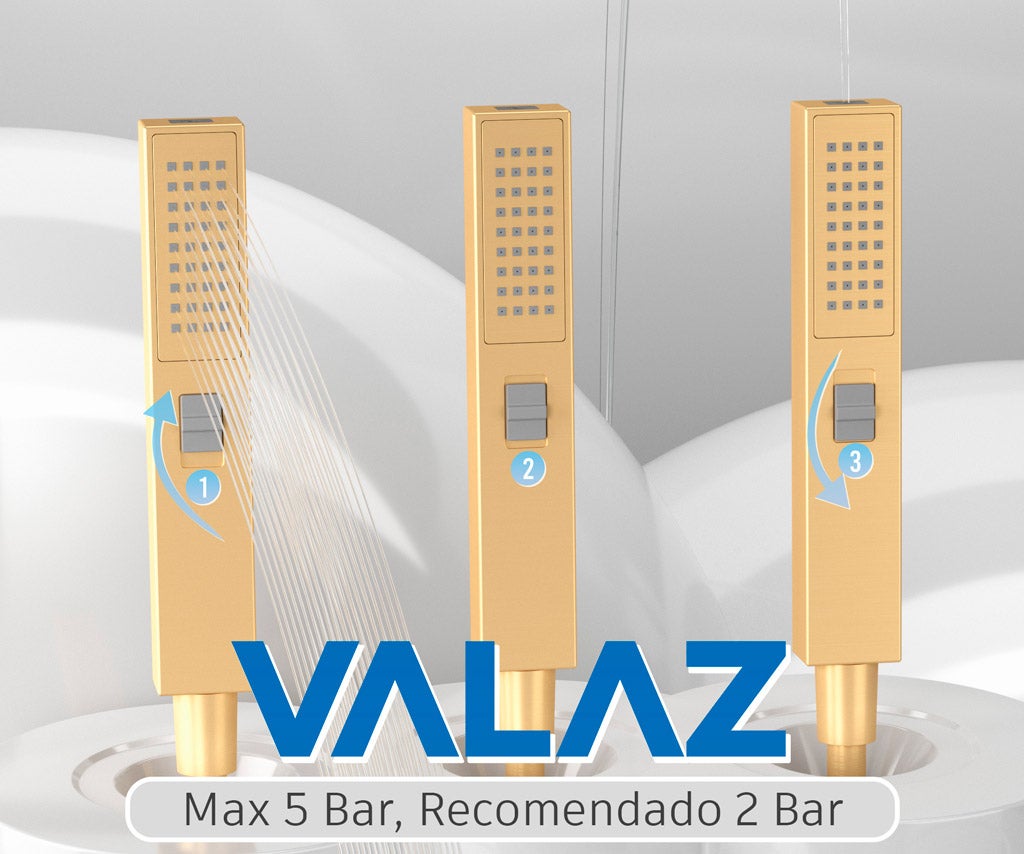 Valaz Mitigeur de douche carré encastré or brossé - Série Miño - 30 cm - 7