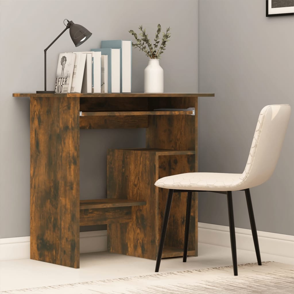 Bureau，Table de travail，Table d'étude Chêne fumé 80x45x74 cm Bois d'ingénierie CWV49343 - 2