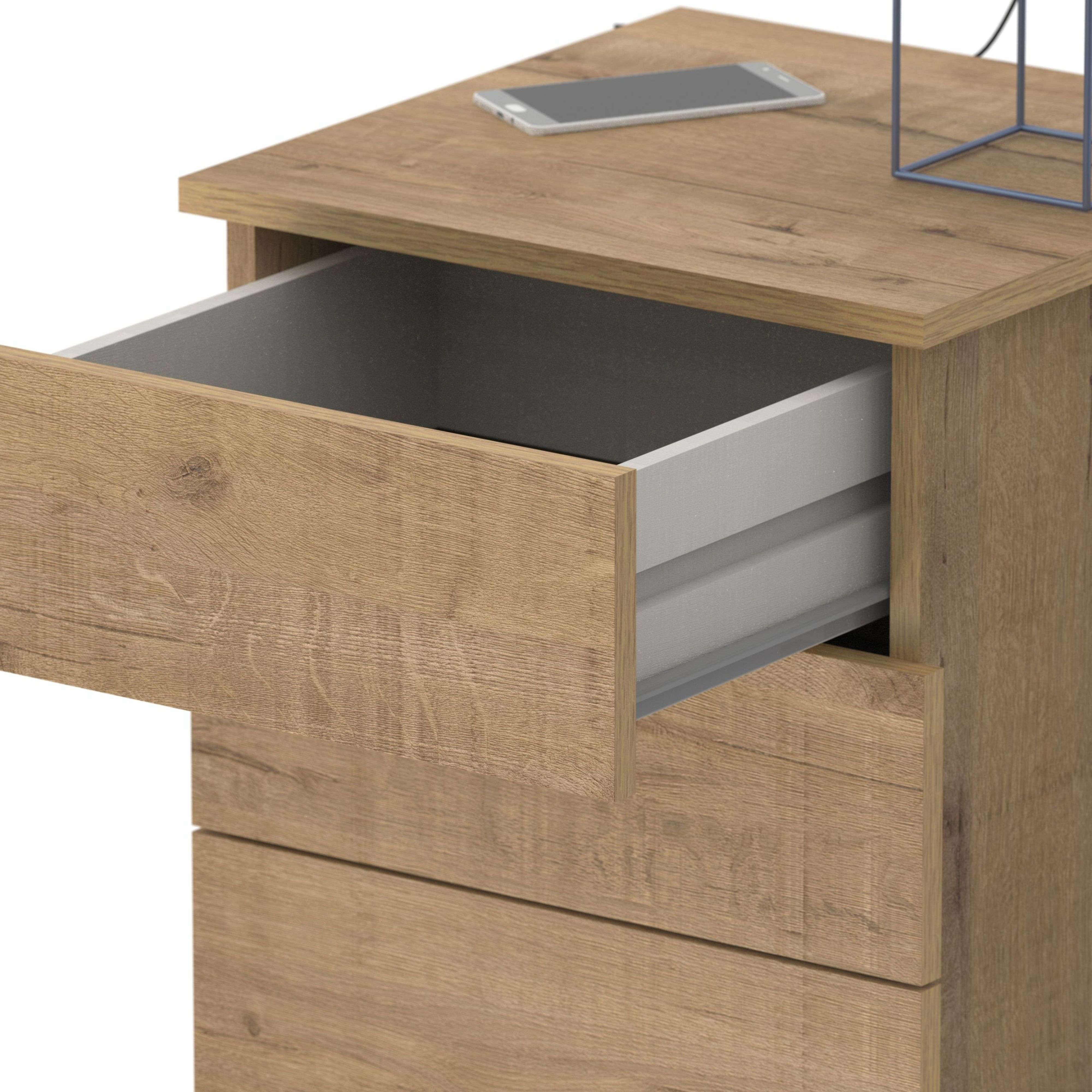 Table de chevet 3 tiroirs Dana, meuble de chambre contemporain, couleur chêne doré, 41 x 49 cm - 5