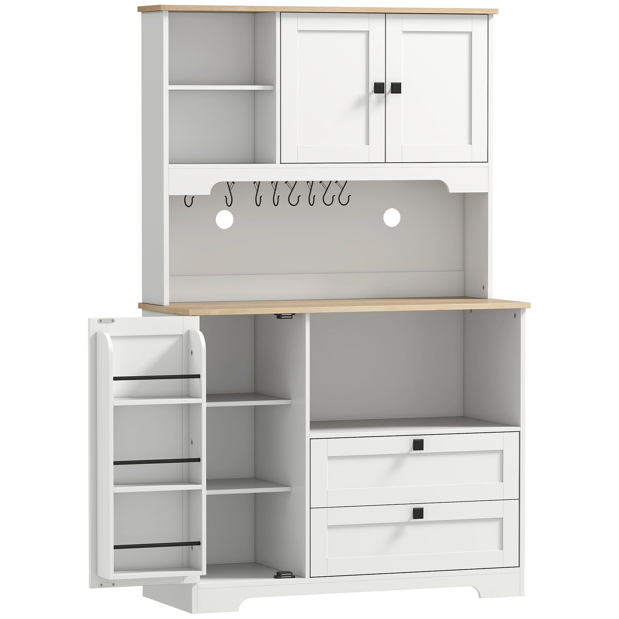 Alacena de cocina homcom melamina de madera blanco 100x40x162 cm