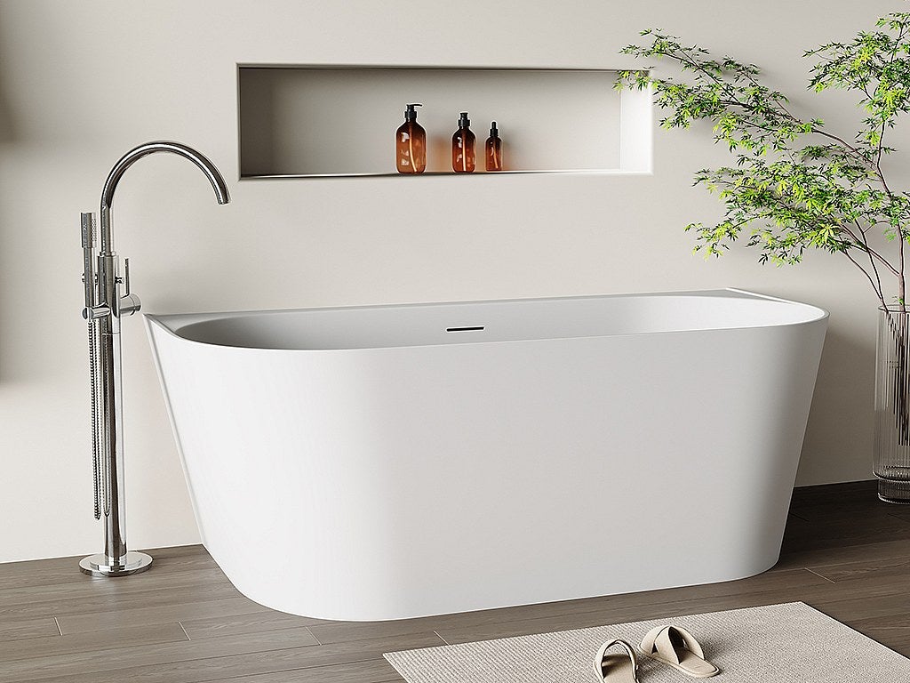 Wanna wolnostojąca przyścienna - 230 l - 160 x 75 x 58 cm - Biały mat - Akryl - AMOBIA