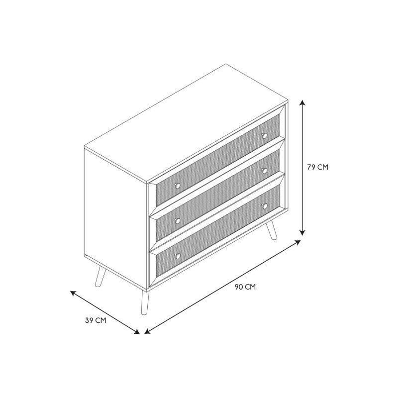 Commode En Bois 3 Tiroirs 