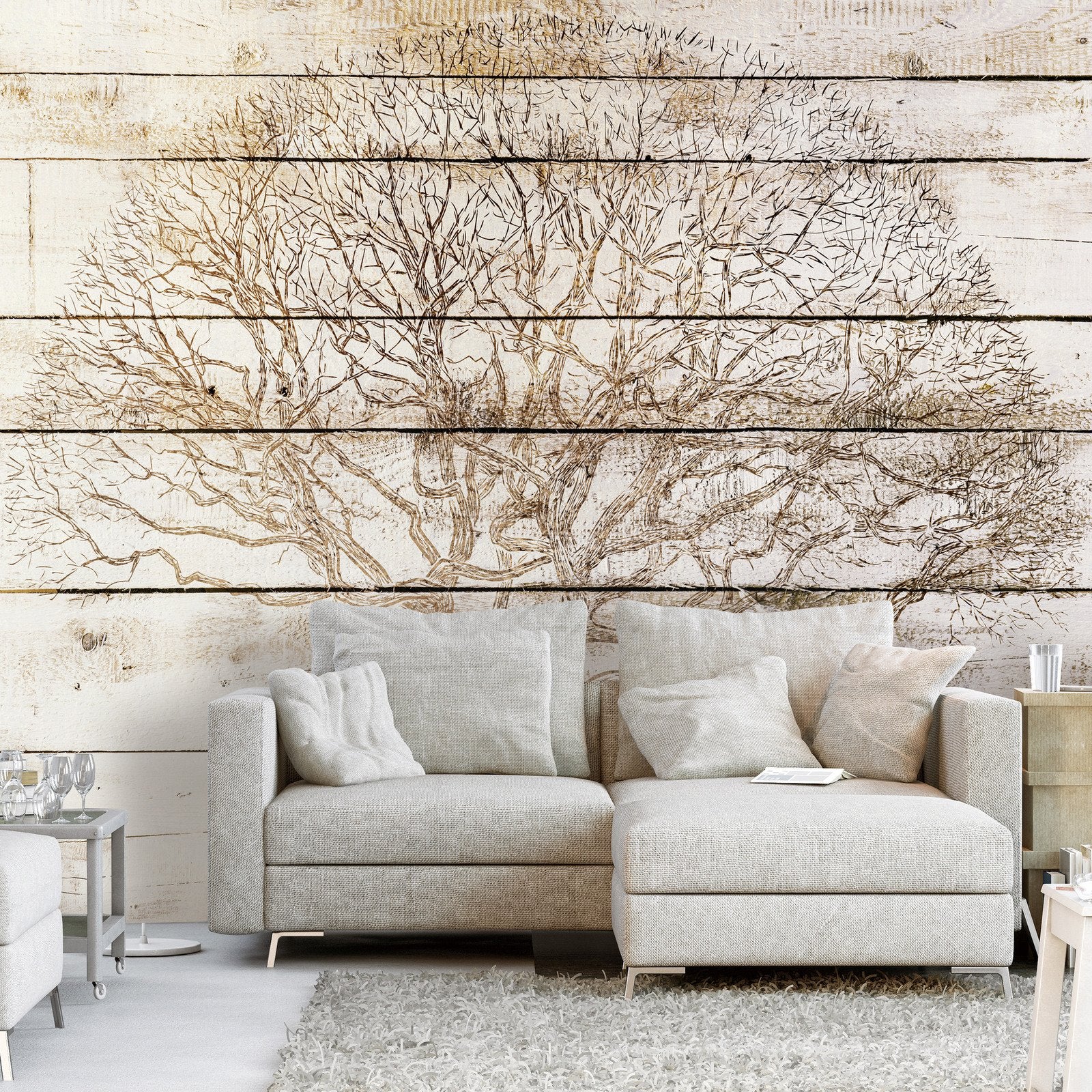 Papier peint adhésif Tree on Boards - 196 x 140 cm | Leroy Merlin image.