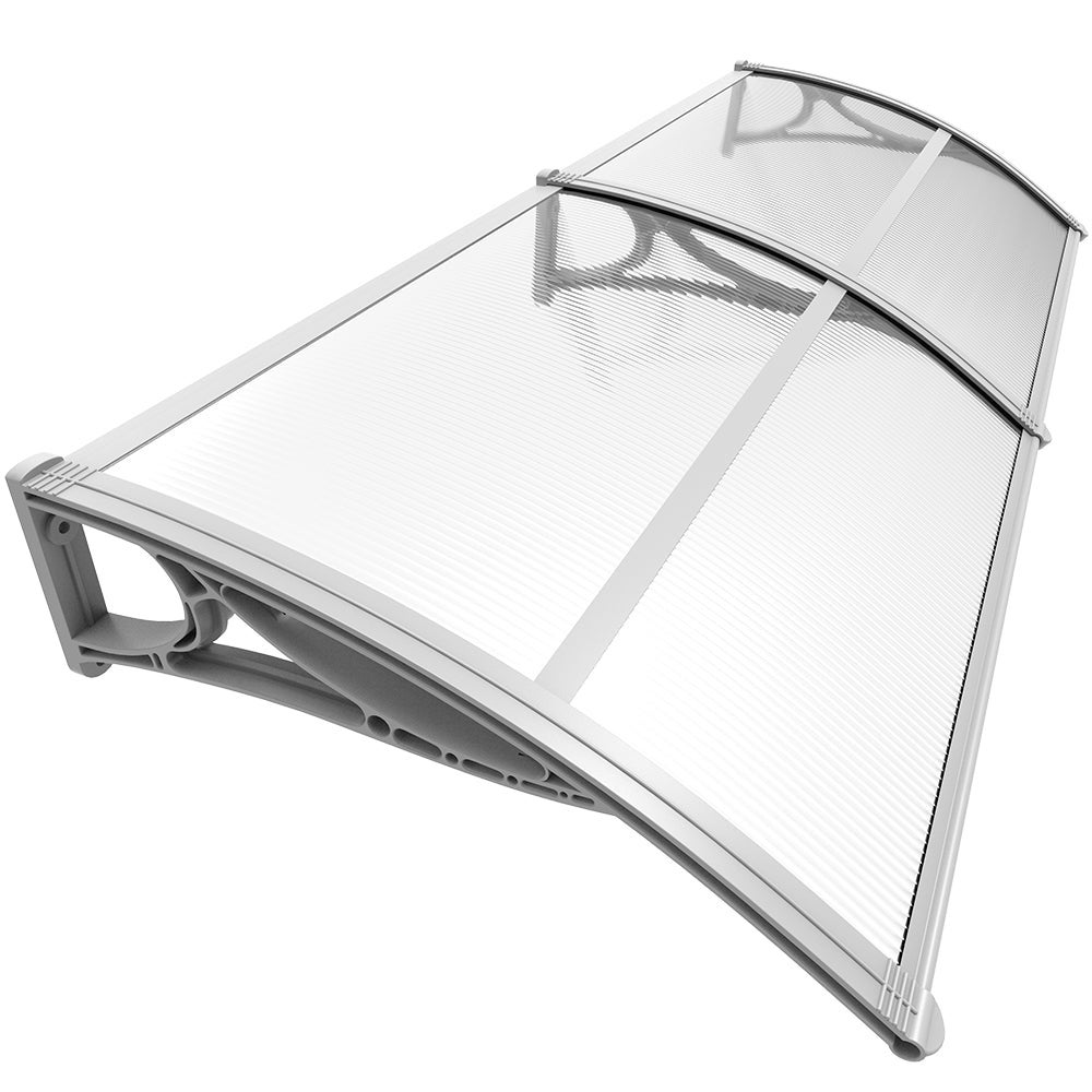 Auvent marquise de porte design voûté arrondi dim. 195L x 80l x 23H cm polycarbonate fumé brun plastique noir - Outsunny - Gamm vert