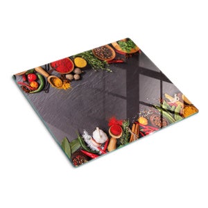 Planches à Découper En Verre Trempé Décorées - Lot De 2, Motif Feuilles Bleues, 40x52cm