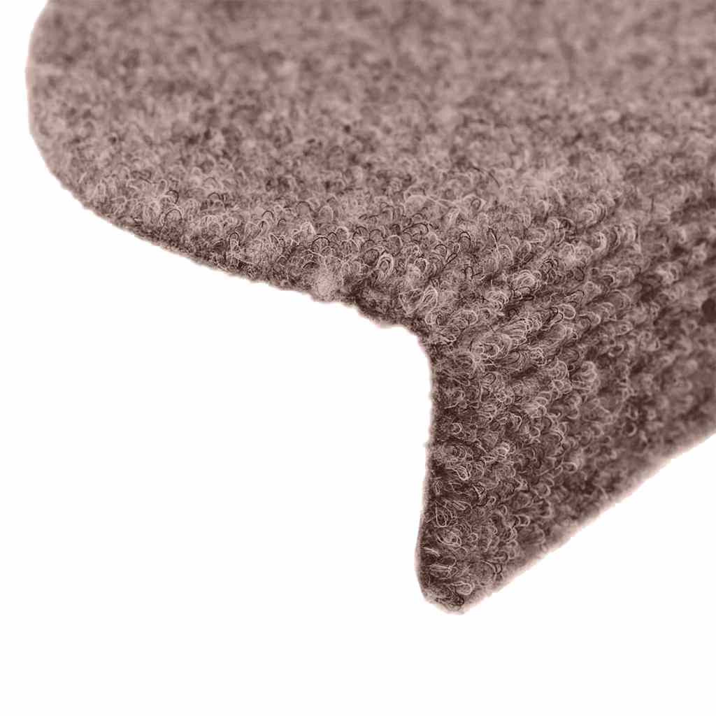 vidaXL Tapis d'escalier auto-adhésifs 30 pièces 56 x 17 x 3 cm Marron clair Demi-rond - 5