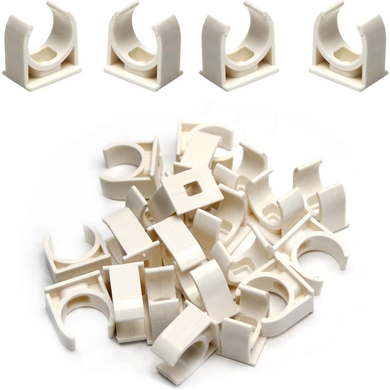 100 szt. 20 mm białych zacisków do rur wodnych z PVC w kształcie litery U, uchwyt wieszakowy