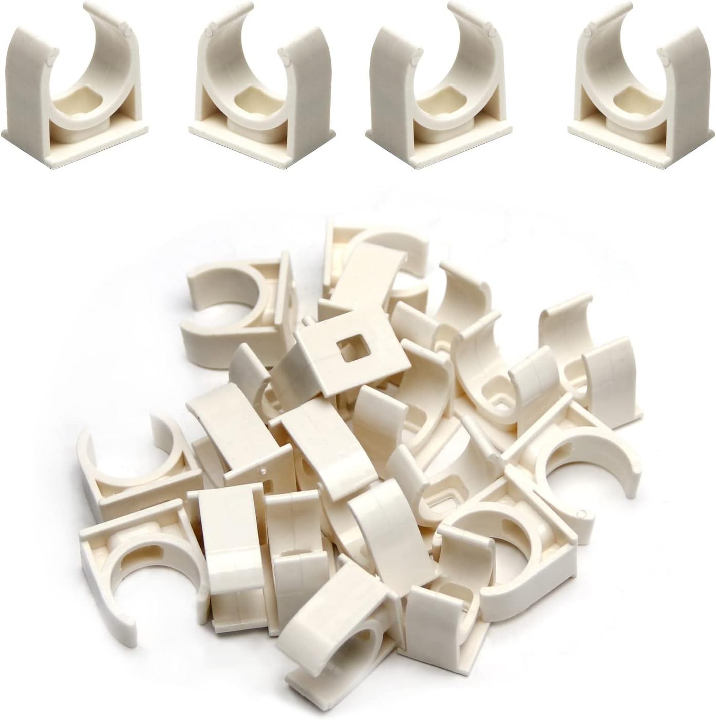 100 szt. 20 mm białych zacisków do rur wodnych z PVC w kształcie litery U, uchwyt wieszakowy