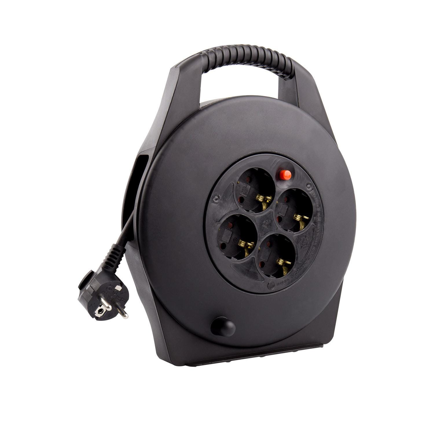 Ledkia Carrete Alargador de Cable 10m 3x1.5 mm Negro PVC | Leroy Merlin