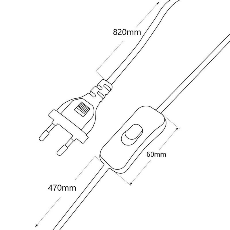Câble d'alimentation avec interrupteur, prise européenne 130 cm, 220V, transparent, adapté pour prises, alimentations et douilles. - 4