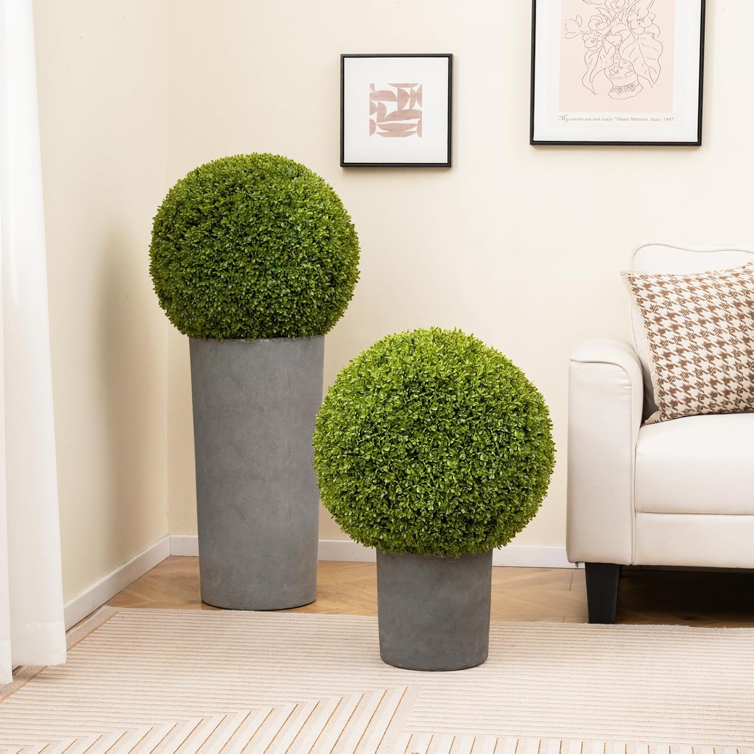 2 Boules de Buis Artificielles 50 cm Résistantes aux UV, Plantes en Boules de Faux Sphères Végétales, Vert - 9