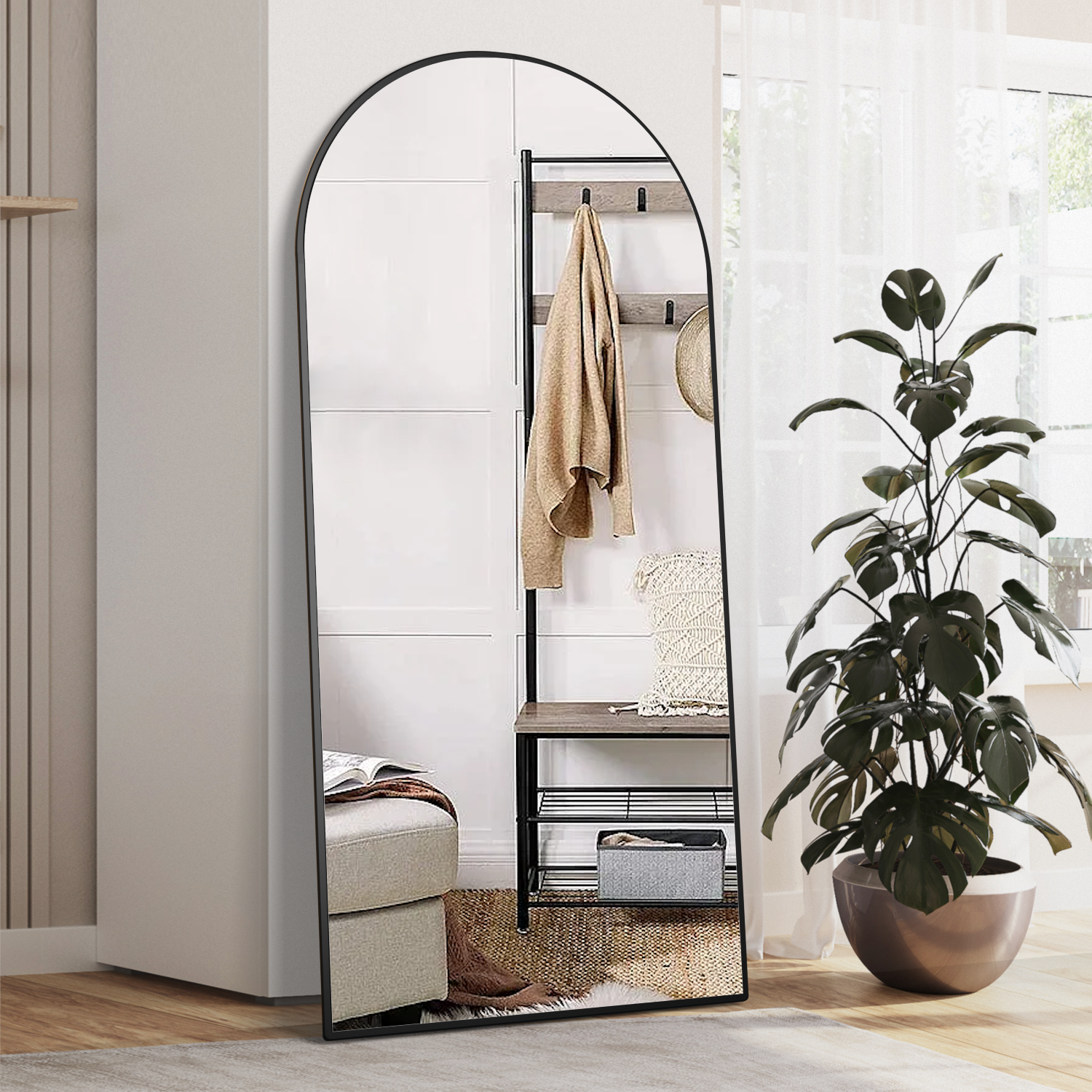 KOCUUY Specchi ad Arc a Figura Intera, 165 x 60 cm Oro Specchio da Appoggio Grande Per In Piedi, Grande Specchi da Parete Con Cornice In Metallo Per Soggiorno, Camera da Letto