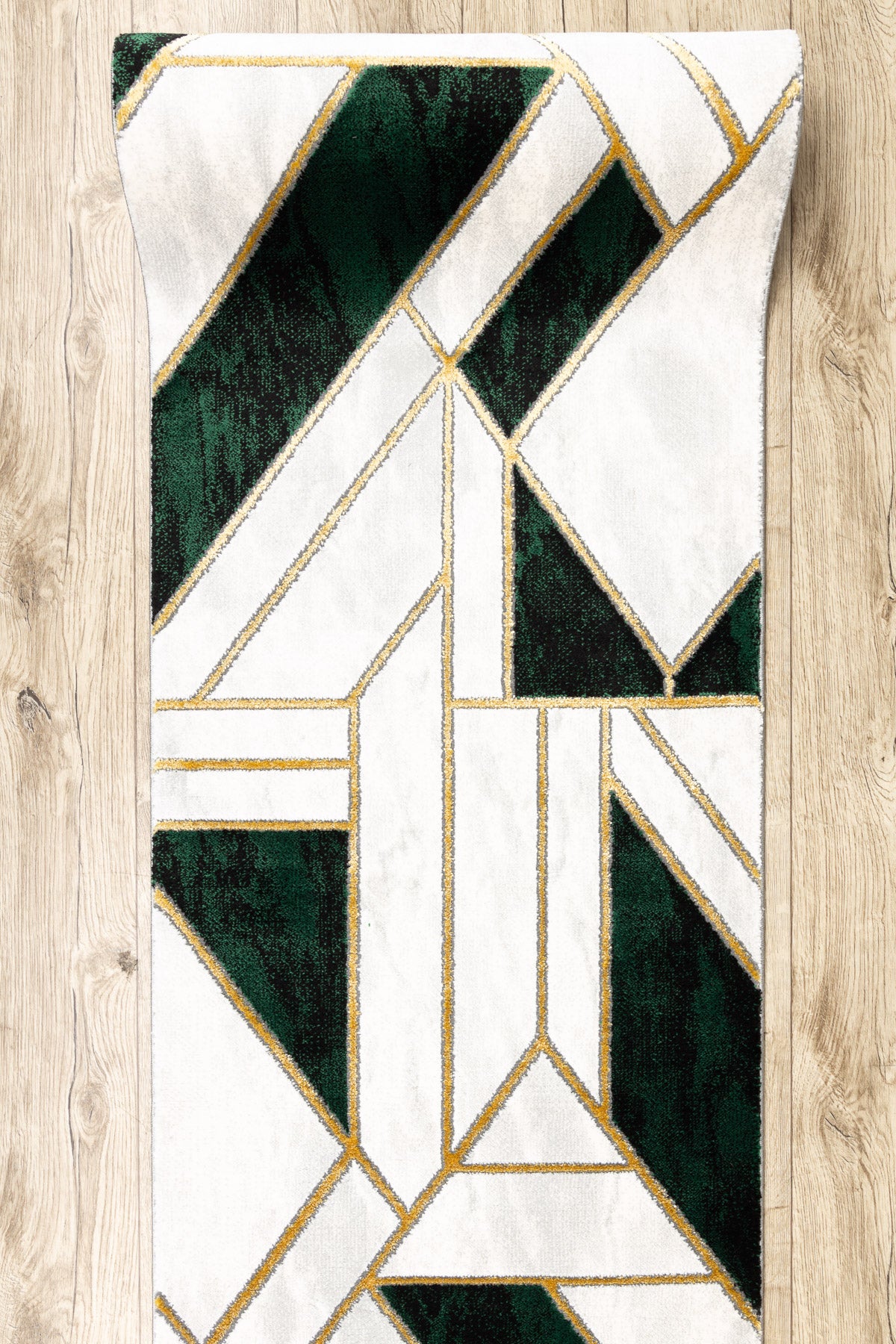 Tapis de couloir EMERALD exclusif 1015 glamour, élégant marbre, géométrique bouteille verte / or 120 cm 120x870 cm - 5