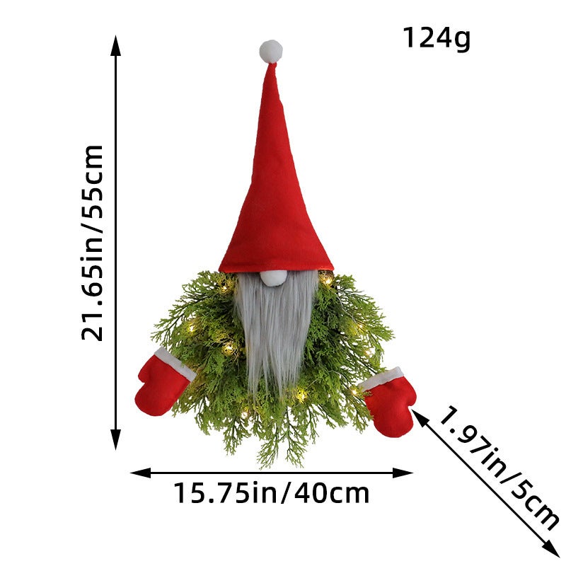 Grinalda de Natal Artificial para Porta da Frente, Decoração de Natal com Luzes, Decoração de Parede para Janela de Natal, Luz Quente - 2