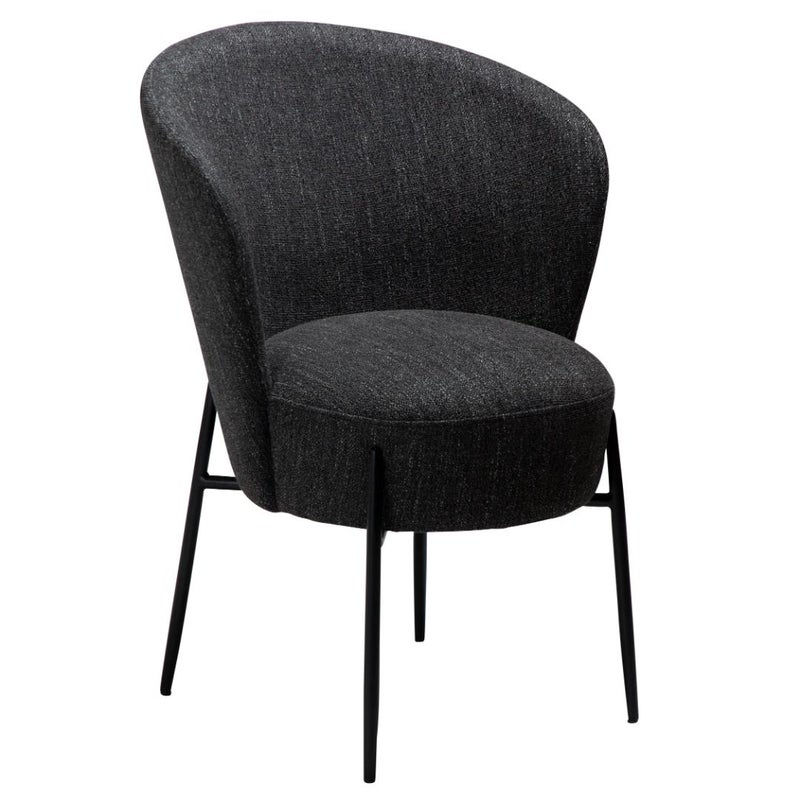 Orbit Dan-Form krzesło stołowe bouclé czarny.