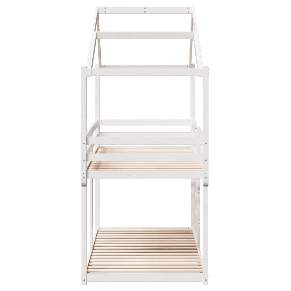 Lit superposé avec toit blanc 90x190 cm bois massif de pin - 7