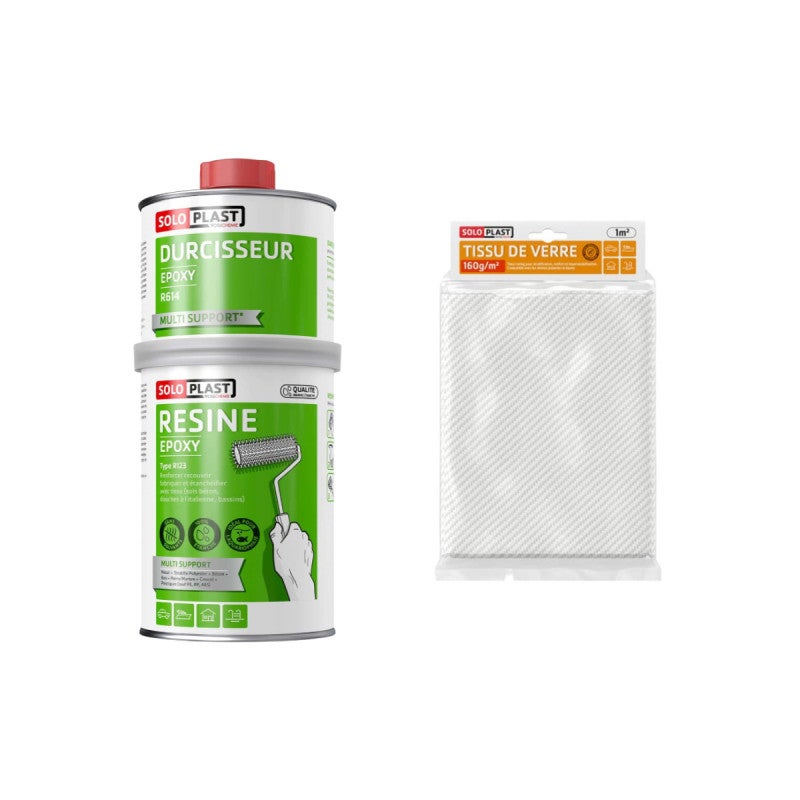 Pack résine epoxy R123 Soloplast 1 Kg - Tissu de verre Soloplast Roving ...