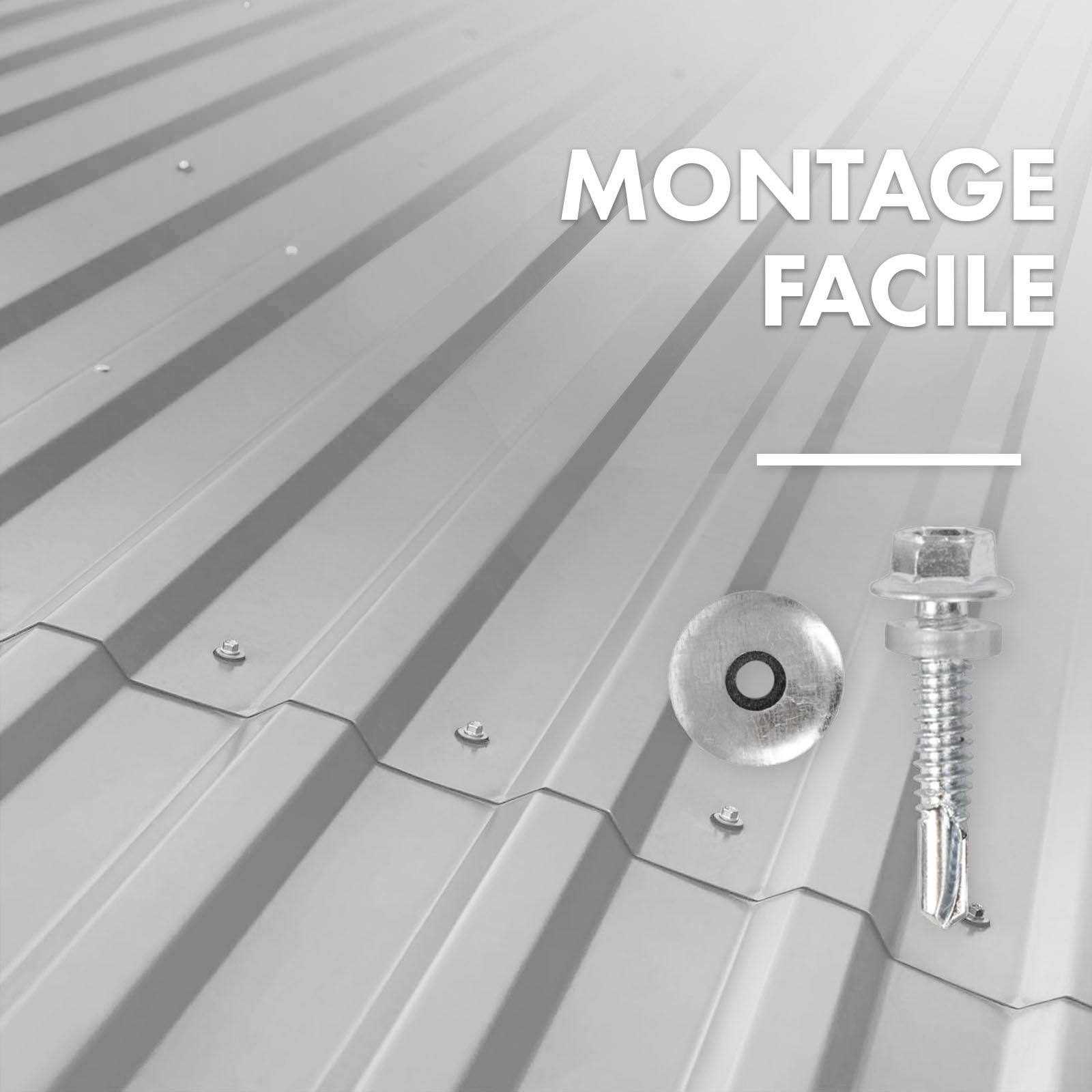 Lot de 15 tôles Couverture métallique Tôle avec vis Épaisseur : 0.25 mm, 115 x 45 cm, Gris clair - 5