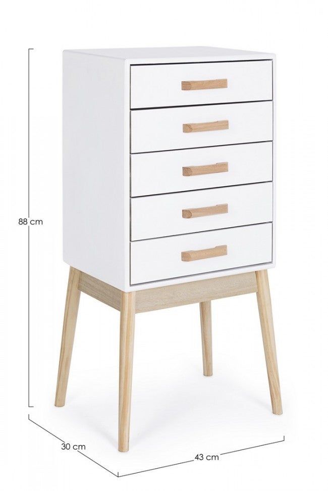 Commode blanche ORDINARY 5 tiroirs 88h cm - 5