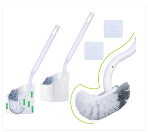 1 set Scopino per WC e porta scopino con design aggiornato, testina di pulizia monouso profumata, set scopino per WC montato a parete, accessorio di pulizia del bagno, accessorio per la decorazione