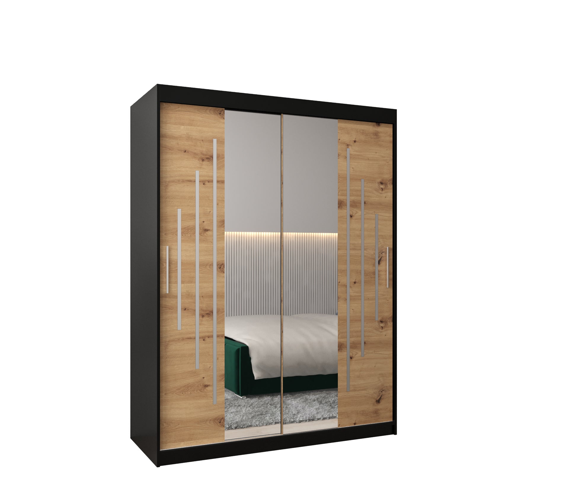 Szafa przesuwna garderoba York 1 150 x 62 x 200 cm Czarny + Artisan - Abiks Meble