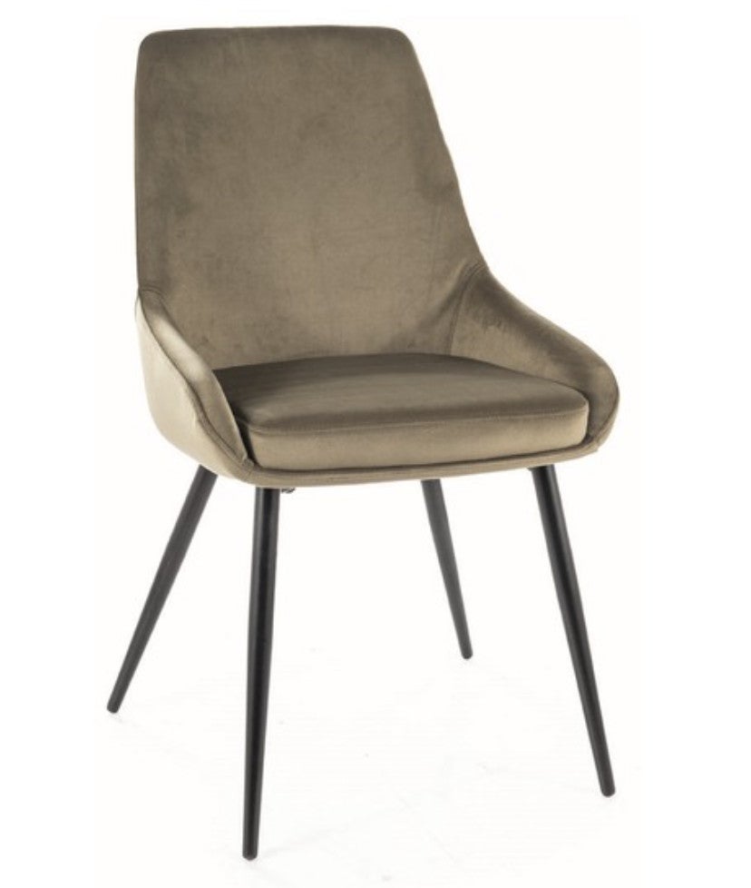 Krzesło tapicerowane COBE VELVET oliwkowe