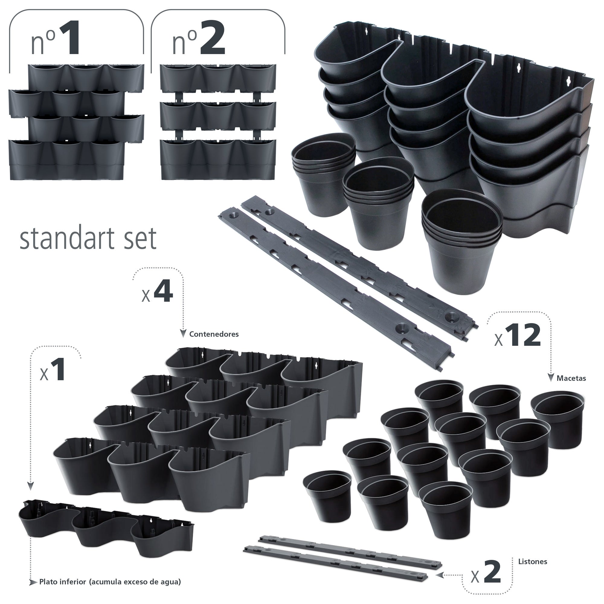 Macetero vertical Prosperplast Cascade Wall de plastico en color antracita 67 (largo) x 17,7 (ancho) x 57 (alto) cm - 4