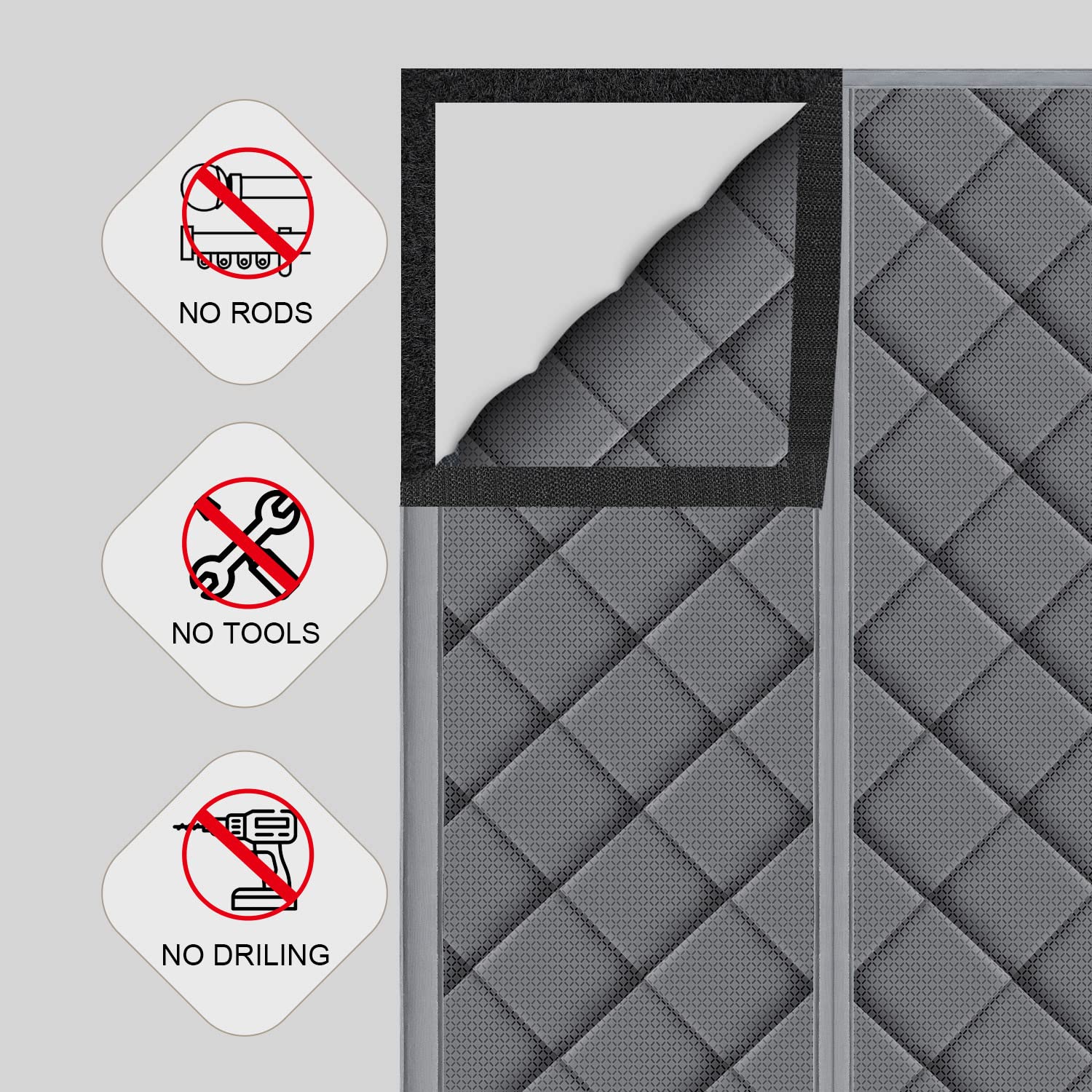 Rideau de porte magnétique isolant, rideau de porte épais en tissu Oxford isolant thermique, adapté aux portes d'entrée/de grenier en hiver - 4