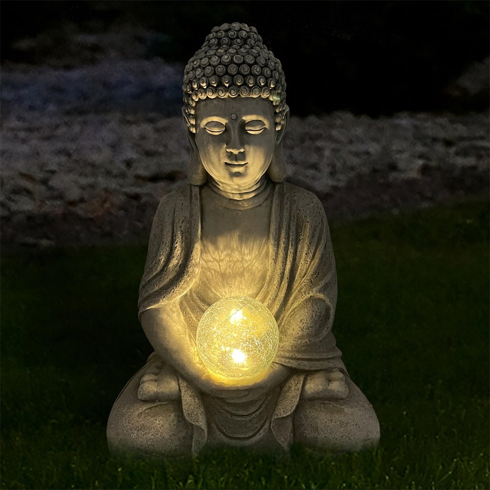 Statue de Bouddha à lumière LED solaire, adaptée à la décoration de la maison, du jardin, de la terrasse, de la pelouse et du salon - 3
