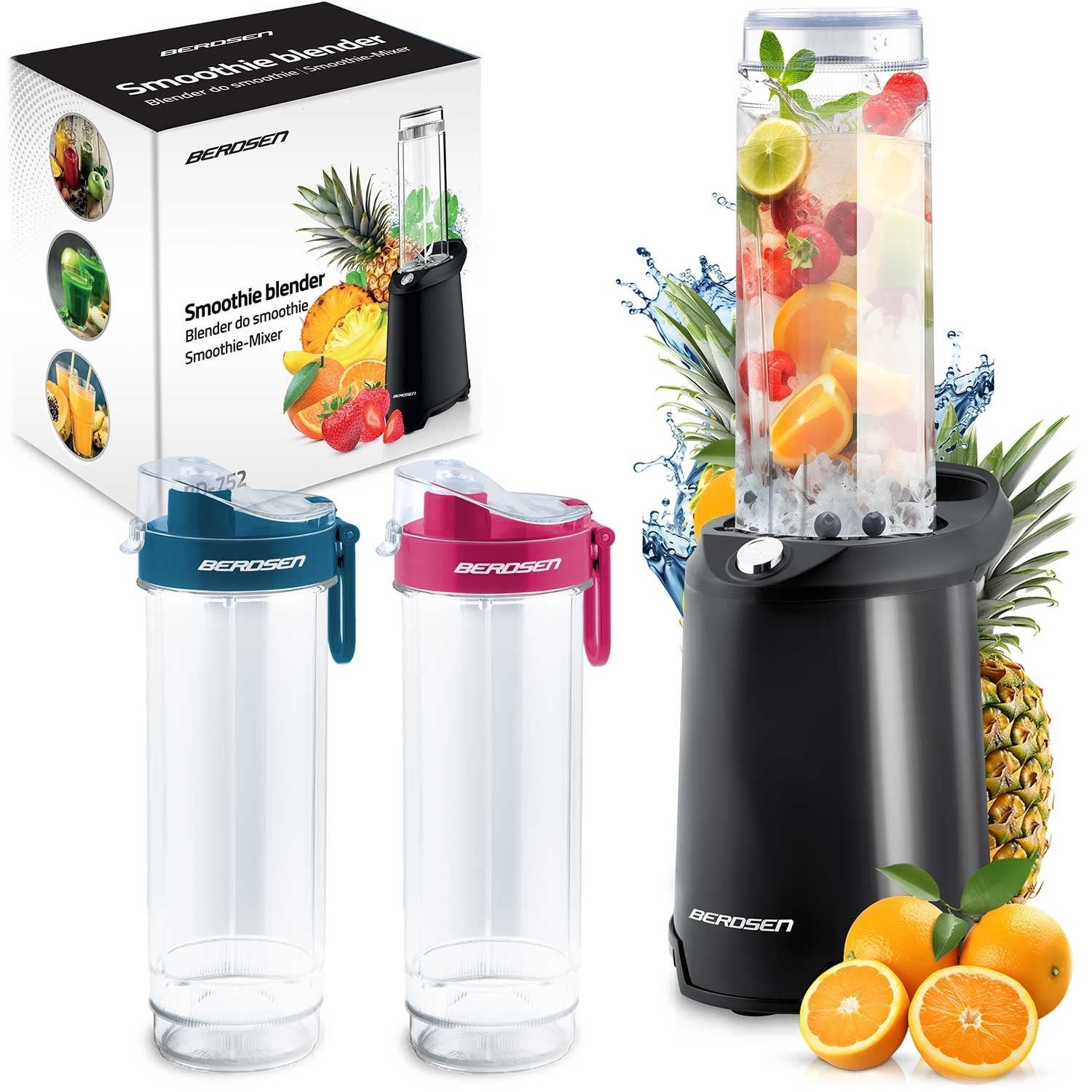 Blender smoothie 350W BD-752 Berdsen czarny + 2 butelki