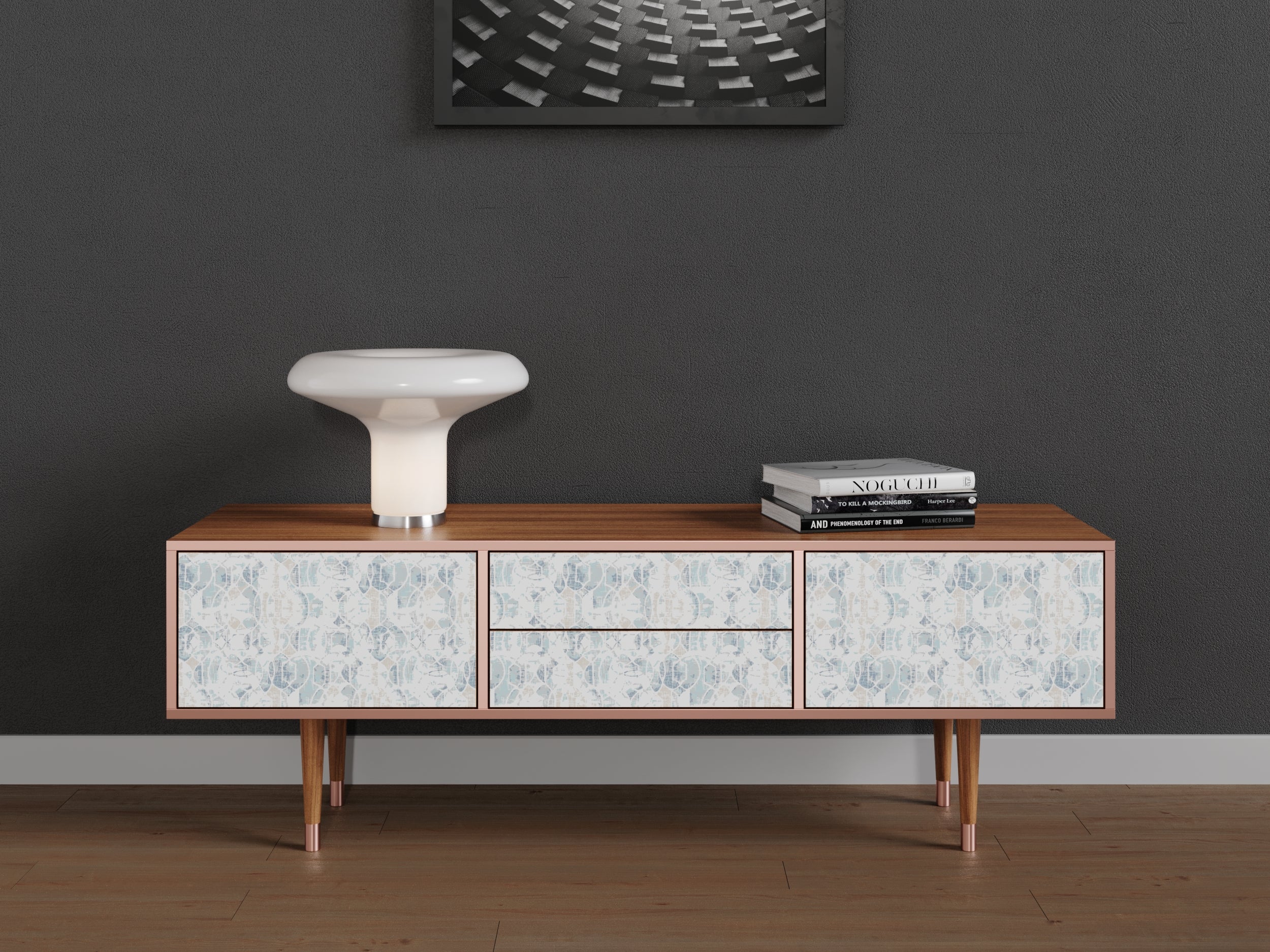 Mobile TV con due porte e due cassetti, lungo 170 cm, in noce - 2