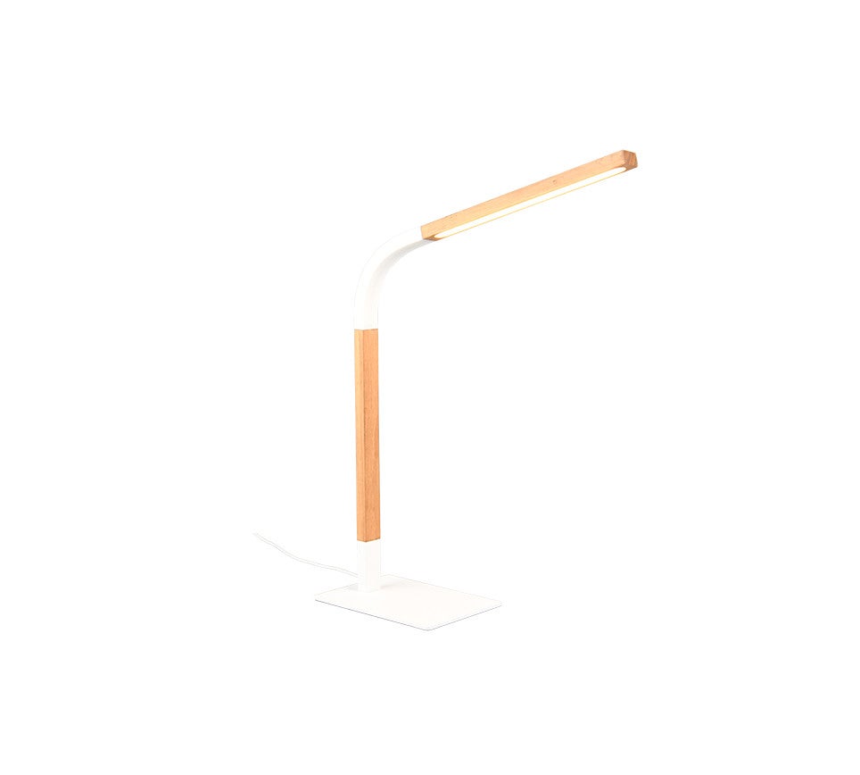 Lampa biurkowa drewniana biała regulowana wbudowany LED Norris Trio