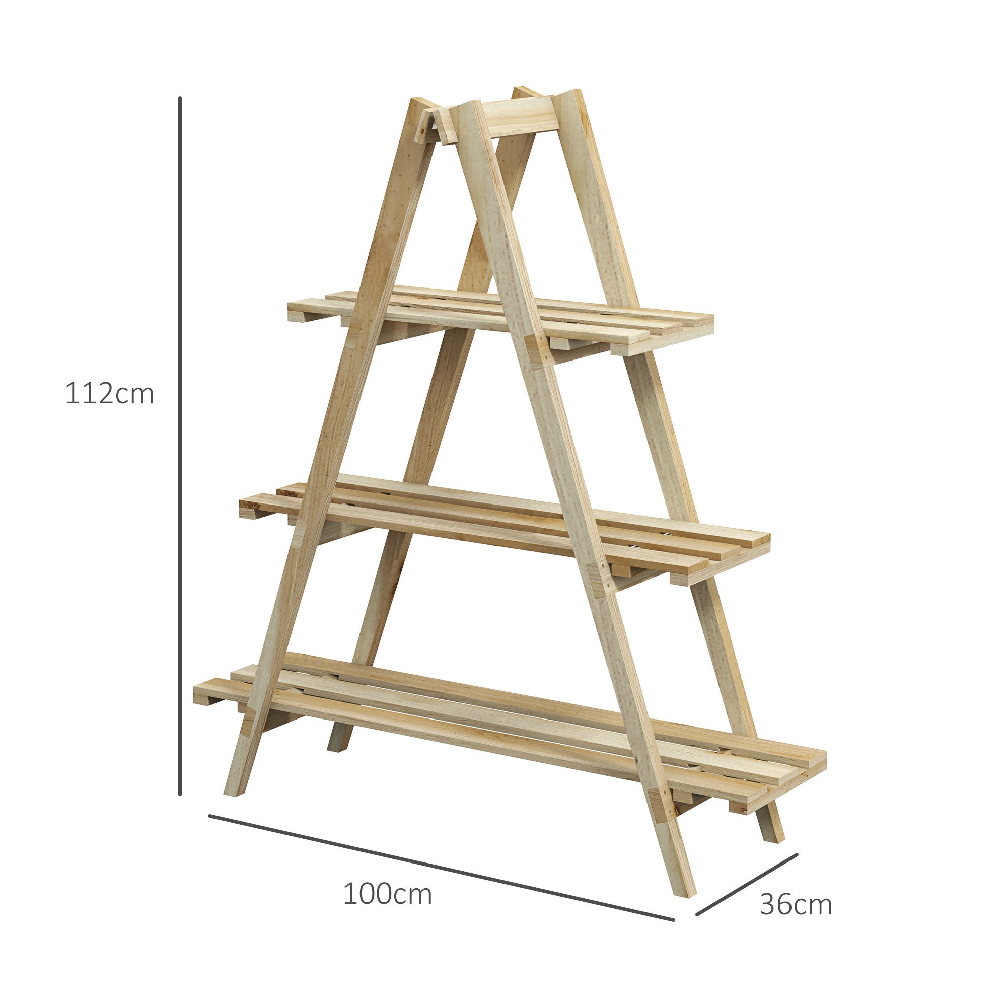 OUTSUNNY Porte-plantes en bois de sapin Bois naturel 100x36x112 cm 84H-121V00ND - 3