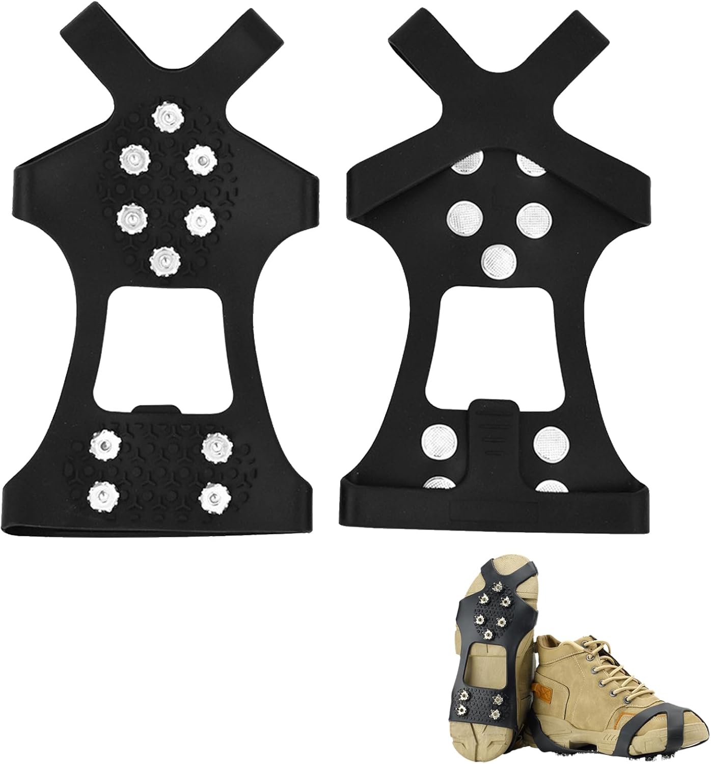 Crampons Antidérapants – 10 Pointes En Acier, élastique, Pour Chaussures, Taille Unique, -40°C