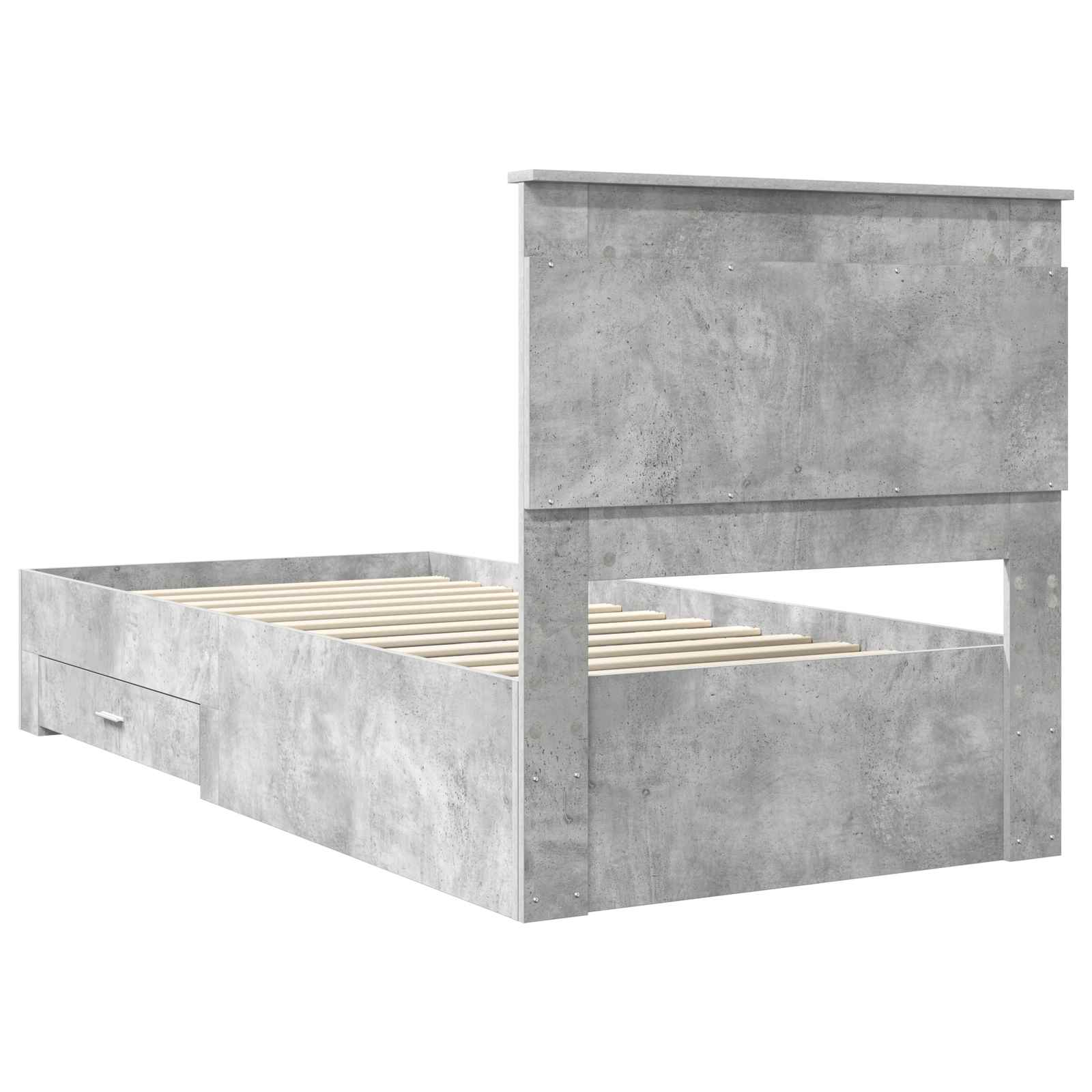 Cadre de lit en panneau de bois, gris béton et argent, pour la chambre, 75 × 190 cm - 9