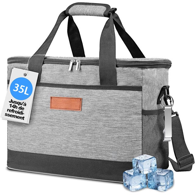 Bolsa isotérmica de 35 litros, bolsa térmica grande de tela, bolsa isotérmica portátil para alimentos y congelados, ideal para viajes, picnics, acampa