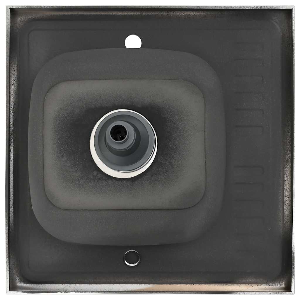 Lavello da Cucina con Scarico Argento 600x600x155 mm Acciaio vidaXL - 8