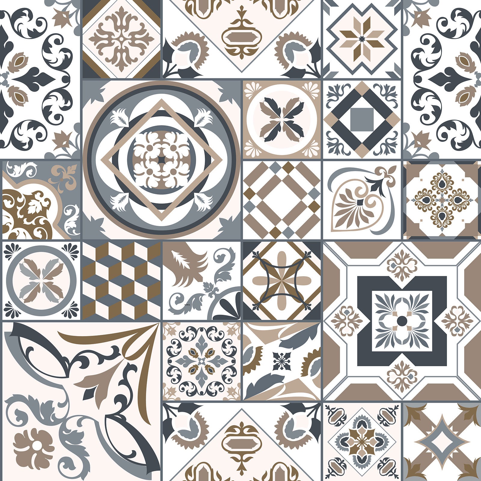 Crédence adhésive sticker décoratif pour cuisine - Effet carreaux de ciment - Adhésif BRILLANT - 50x50 cm - 2