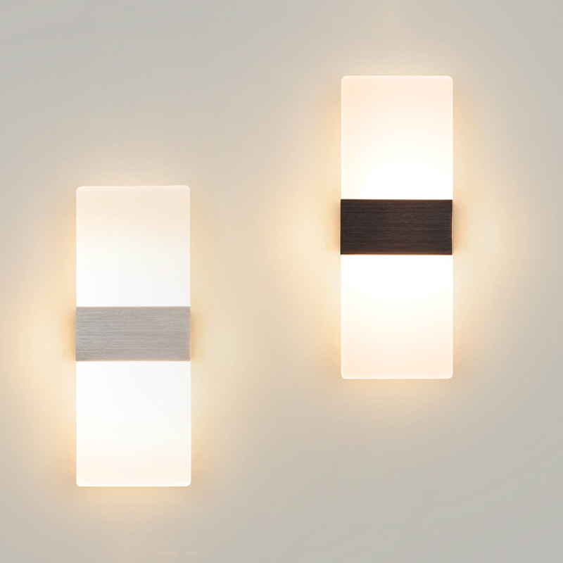 2 sztuki Nowoczesna lampa ścienna 6 W, oświetlenie ścienne wysokie i niskie, lampa ścienna LED do przedpokoju, sypialni, ciepła biel