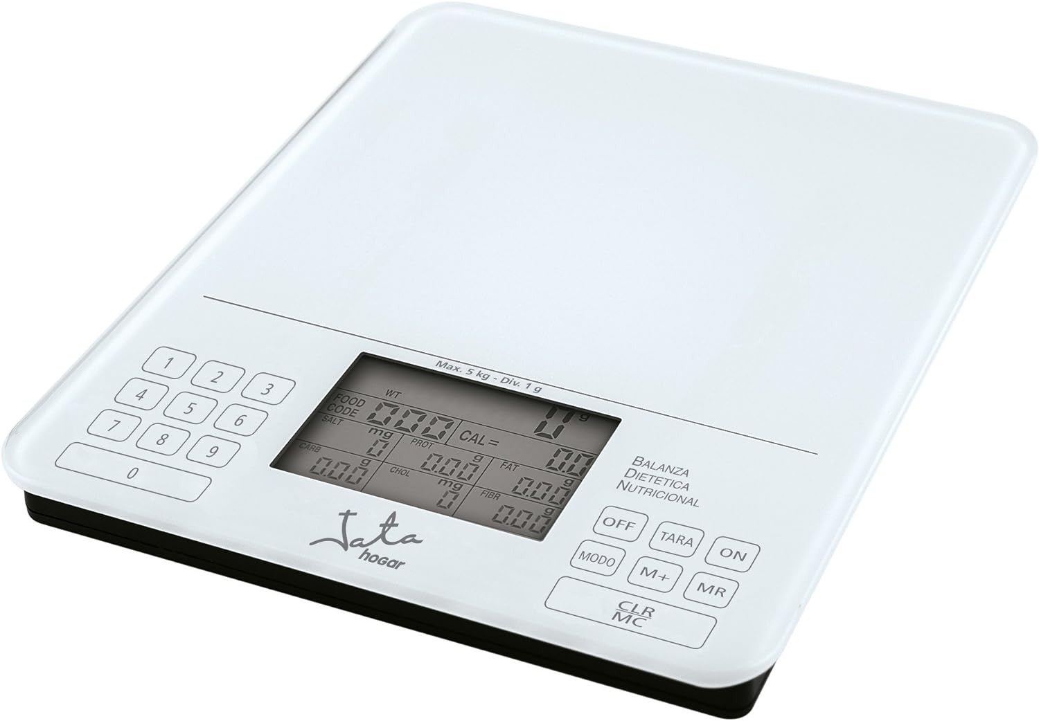 Báscula de cocina digital JATA 790 informa de calorías, proteínas