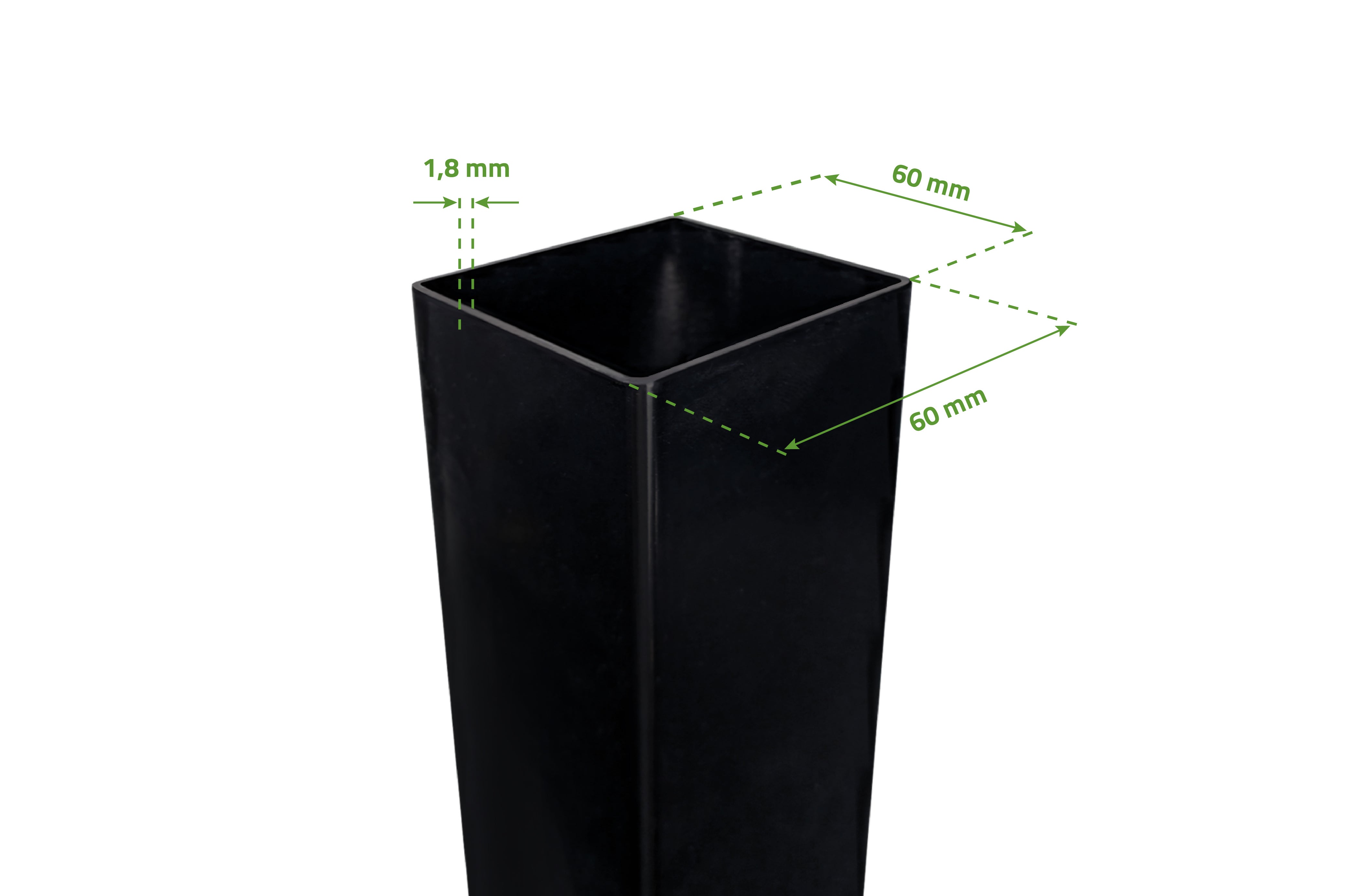 Lot de 2 poteaux en fer DARIO 6x6cm H.190cm Noir Mat - 3