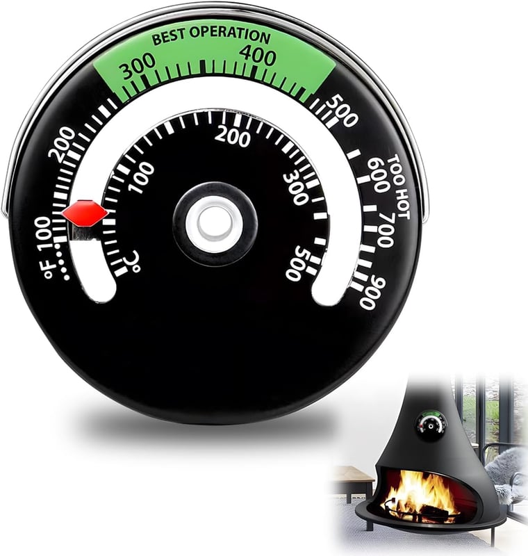 Termometr kominkowy, termometr do pieca magnetycznego, termometr z manometrem, termometr do pieca na drewno