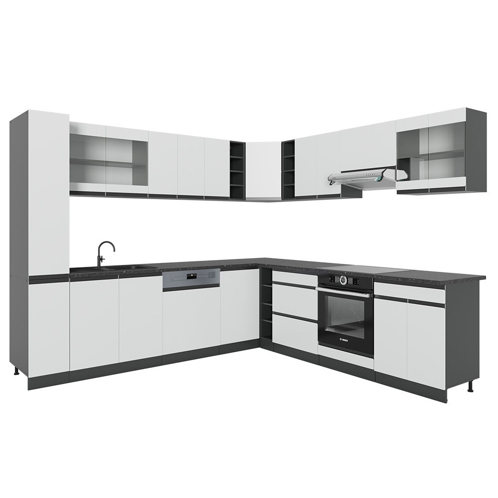 Vicco Panel przedni R-Line, Biały, 257 x 46 cm J-Shape, bez blatu roboczego